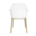 Dining Room Restaurant Furniture Cushion Wooden Legs PP Modern White Plastic Chairs